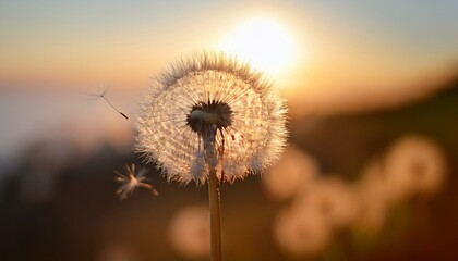 Generated image A captivating closeup showcasing the delicate fluff of a dandelion against a soft background
