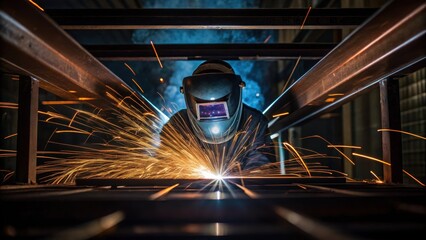 Heat Distortion A closeup of the heat waves shimmering in the air around the welding area distorting the confined spaces edges and creating a surreal effect highlighting the
