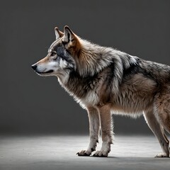 Side View of a Majestic Gray Wolf in Full Body Display Isolated Against a White Background for Wildlife Appreciation