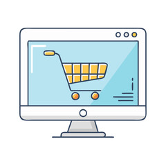 online shopping cart vector icon, online shopping cart vector illustration - simple illustration of online shopping cart, perfect for logos and icons online shopping cart