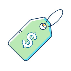 price tag with dollar sign vector icon, price tag with dollar sign vector illustration - simple illustration of price tag with dollar sign, perfect for logos and icons price tag with dollar sign