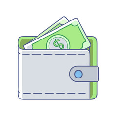 wallet with cash vector icon, wallet with cash vector illustration - simple illustration of wallet with cash, perfect for logos and icons wallet with cash