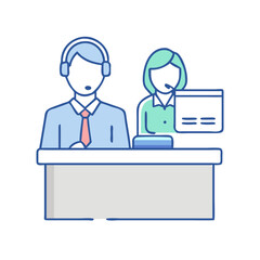customer service desk vector icon, customer service desk vector illustration - simple illustration of customer service desk, perfect for logos and icons customer service desk
