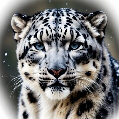 Fototapeta premium A Magnificent Close Up of a Snow Leopard Face Captured in High Detail Showcasing Its Unique Features