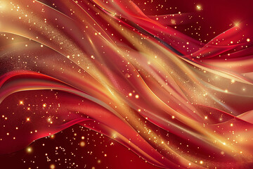 Abstract Red Background with Glowing Lights, Sparkles, and Digital Art for a Vibrant and Mystical Fantasy Design