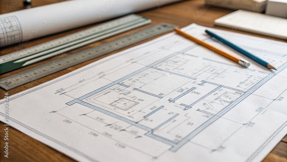 Aufkleber Medium closeup of blueprints spread out on a table the intricate lines and markings symbolizing the detailed planning and vision necessary for growth and development.