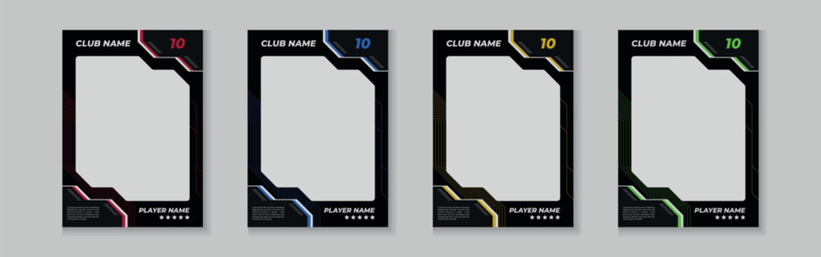 trading card template design for sports, picture frame for player performance, photo frame or border collection for hockey, basketball and football player, sports flyer design, template eps 10.