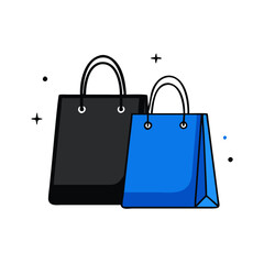 black and blue shopping bags icon, black and blue shopping bags vector.