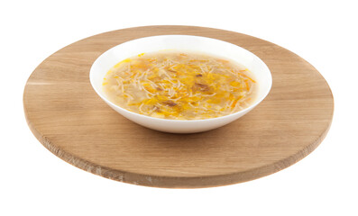 Vermicelli soup in a plate isolated on white background.
