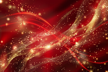Abstract Red Background with Glowing Lights, Sparkles, and Digital Art for a Vibrant and Mystical Fantasy Design
