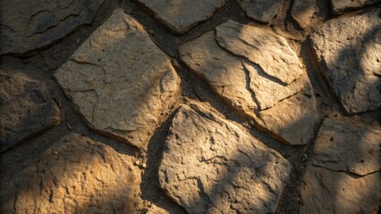 Fototapeta premium Textured Shadows A closeup of co stonelike material with uneven surfaces. Shadows dance in the crevices as dappled light filters through emphasizing the rugged texture and earthy