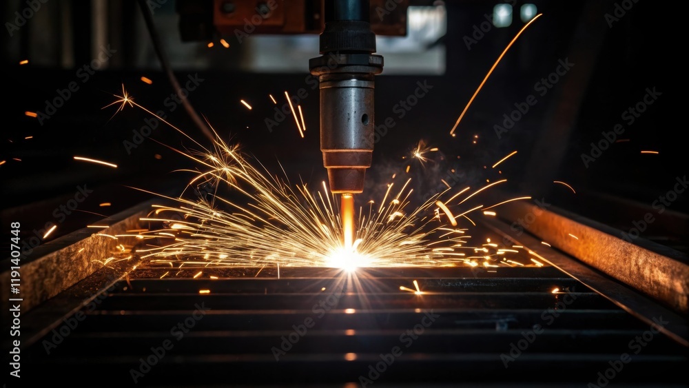 Poster weld sparks a closeup capturing the moment of a welding torch igniting with brilliant sparks flying 