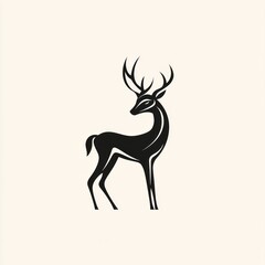 Elegant black deer logo design, isolated on white background, for branding