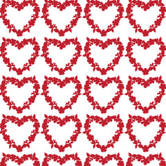 Red Heart-Shaped Designs with Intricate Floral and Leaf Patterns on White Background