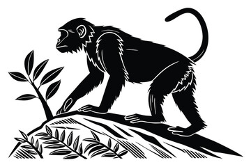 Obraz premium A black monkey vector silhouette design isolated on white background