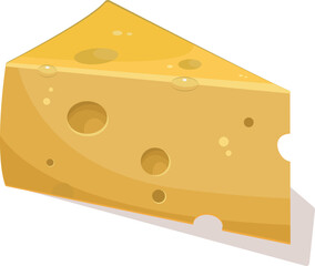 tasty yellow cheese, with holes, vector illustration without background