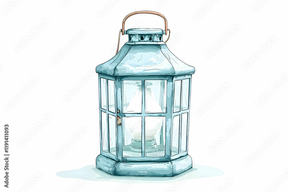 Poster glass lantern with a modern design and soft light source inside