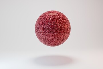 Red disco ball mirror isolated on white background