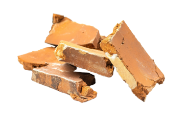 Broken Clay Brick isolated on white or transparent background