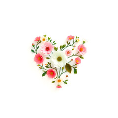 Obraz premium Floral heart with leaves and herbs.Floral background.A bouquet for Valentine's Day.The 14th of February