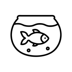 Minimalist Goldfish in Fishbowl Outline, Vector Design