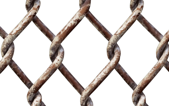 Chain link fence with realistic wire mesh pattern isolated on white or transparent background - Powered by Adobe