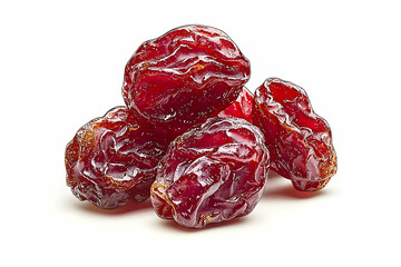 Obraz premium Dried Red Fruit Pile on White Background for Culinary and Healthy Lifestyle