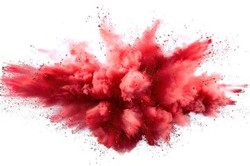 Red powder explosion on White background