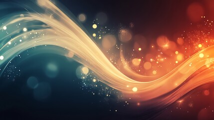 Obraz premium Abstract Golden Waves with Sparkling Lights Background