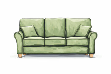 Fototapeta premium Cozy Green Couch with Soft Pillows for Modern Living Room Design Inspiration
