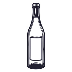 Wine Bottle Icon Black Silhouette Vector Illustration on Transparent Background