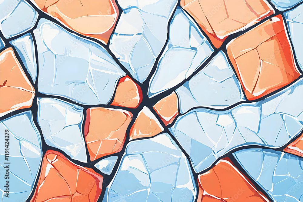 Aufkleber colorful mosaic pattern with orange and blue fragments creating unique design