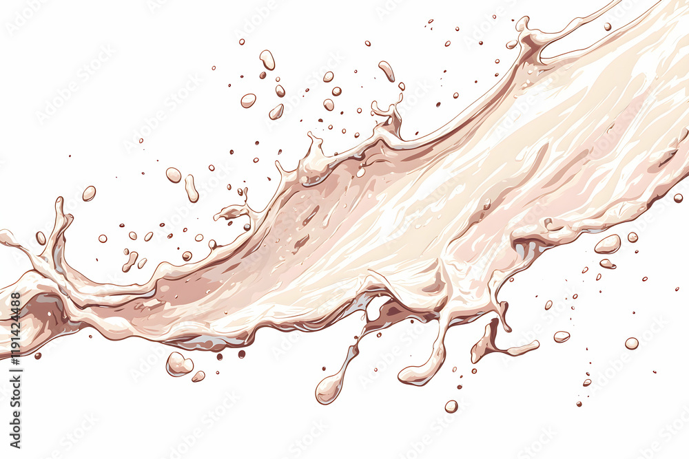 Poster abstract splash of light creamy liquid with dynamic motion and textures