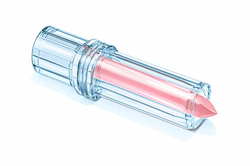 Pink Lipstick in Clear Tube on White Background for Beauty and Cosmetics
