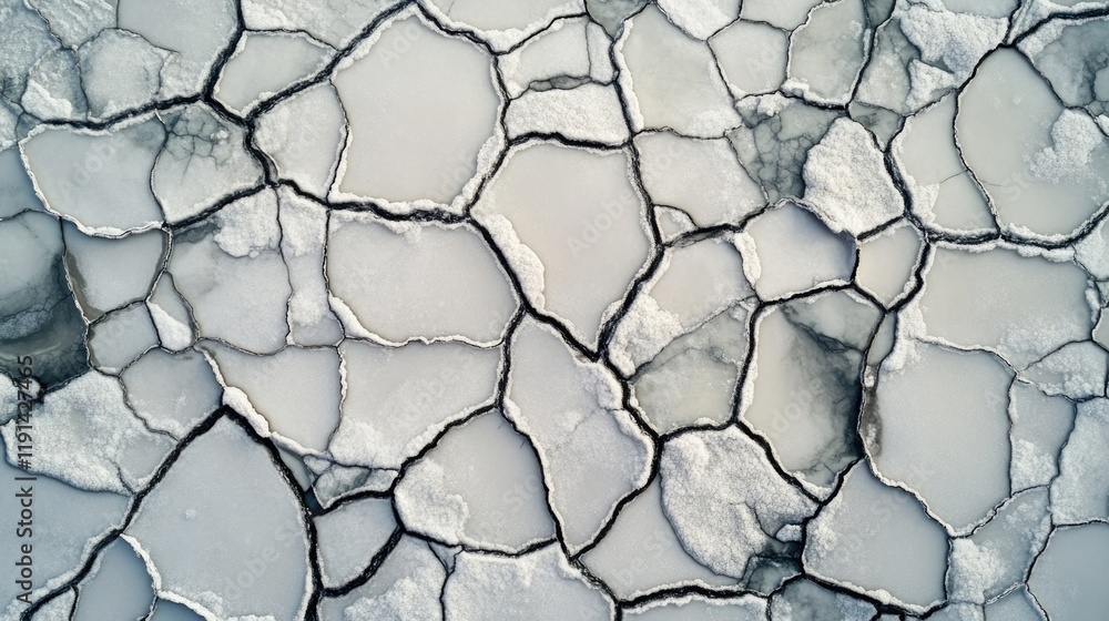 Poster abstract icy surface with unique patterns, showcasing cracks and
