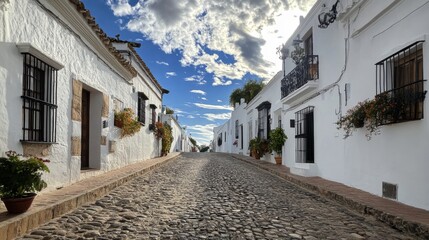Fototapeta premium Charming Whitewashed Streets of a Spanish Town