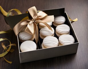 Generated image Alfajores in a gift box with ribbon, ready for presentation