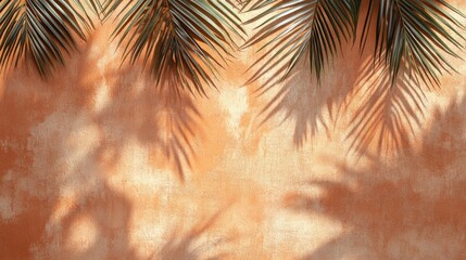 Soft, warm shadows of palm leaves create tranquil, tropical ambi