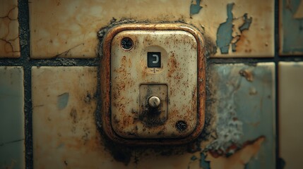 Rusted old wall mounted control panel