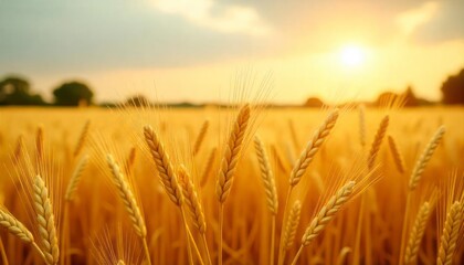 Fototapeta premium wheat field at sunset