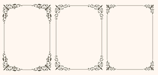Decorative frames and borders with vintage floral ornament