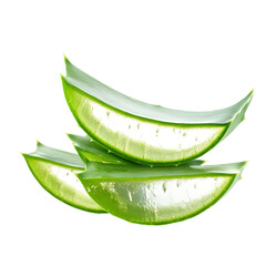 Fresh Aloe Vera Slices Isolated Black Background Natural Herbal Medicine Plant Spa Gel Leaf Green   