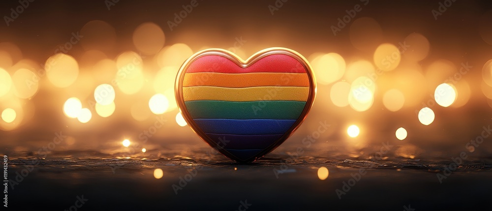 Poster colorful heart shape symbolizing love and acceptance with sparkling background celebrating diversity
