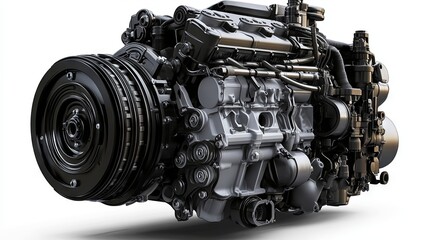 Isolated car engine on a white background with a clipping path