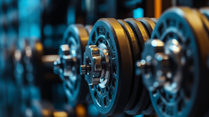Obraz premium The details of the weights, machines, and rubber flooring create a dynamic and energetic atmosphere.