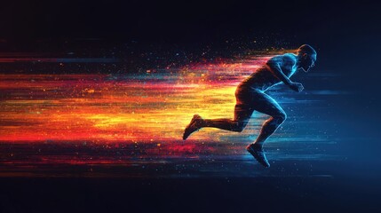 Naklejka premium Runner streaks, vibrant trails, dynamic energy.