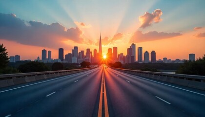 sunset over the city