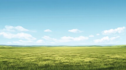 Obraz premium Serene Green Field Under a Summer Sky