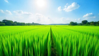 Obraz premium rice field and blue sky