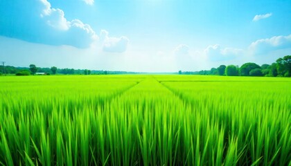 Fototapeta premium rice field and blue sky